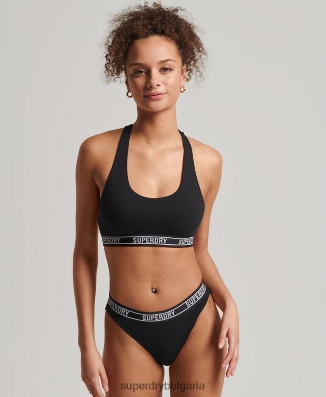 Superdry облекло N00H6544 черен Жени бралетка с много лого от органичен памук