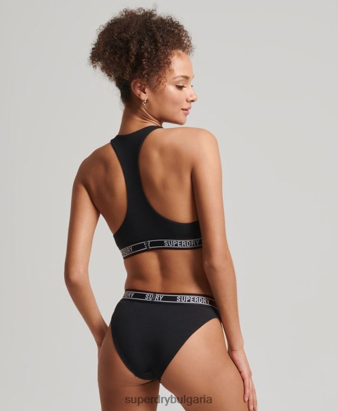 Superdry облекло N00H6544 черен Жени бралетка с много лого от органичен памук
