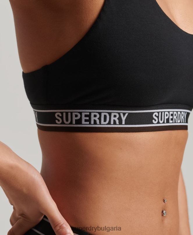 Superdry облекло N00H6544 черен Жени бралетка с много лого от органичен памук