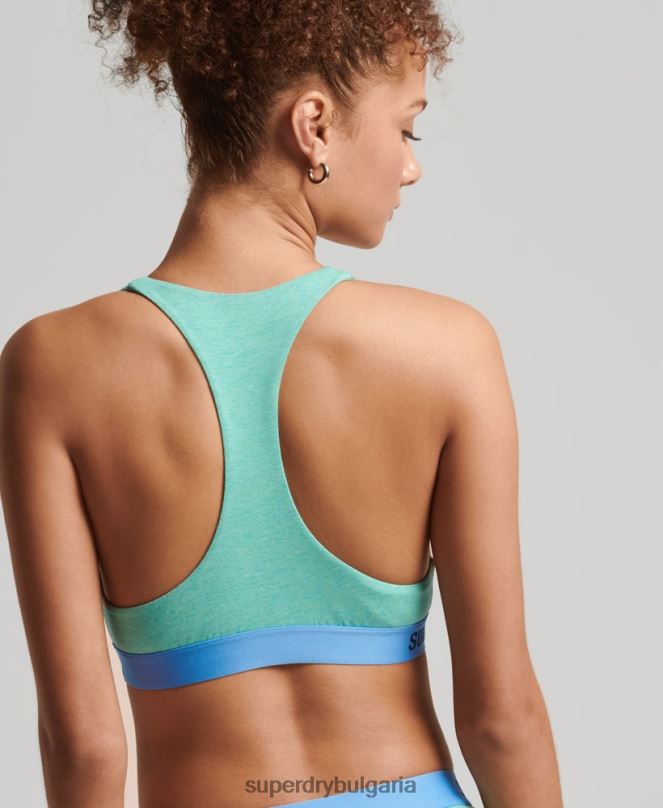 Superdry облекло N00H6545 зелено Жени органичен памук офсет лого реколта bralette