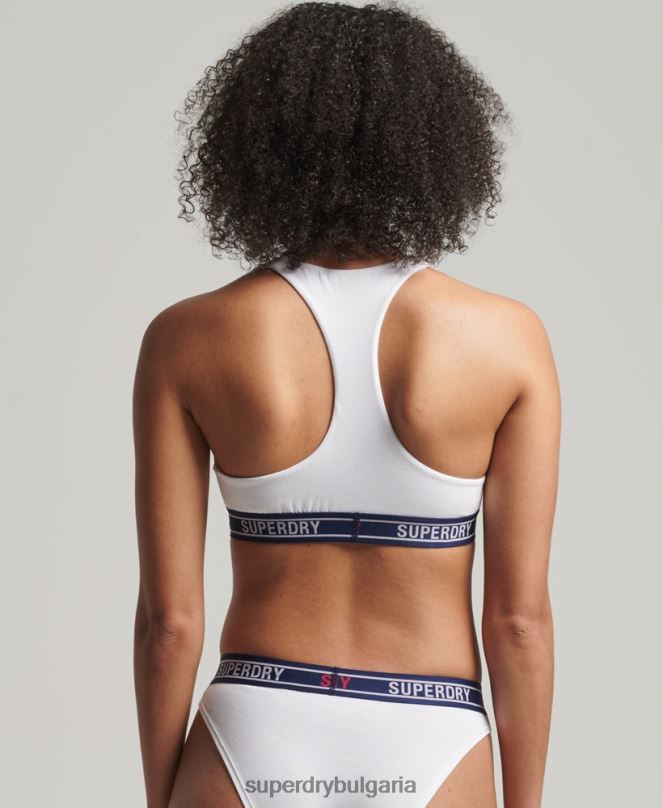 Superdry облекло N00H6546 бяло Жени бралетка с много лого от органичен памук