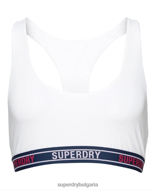 Superdry облекло N00H6546 бяло Жени бралетка с много лого от органичен памук