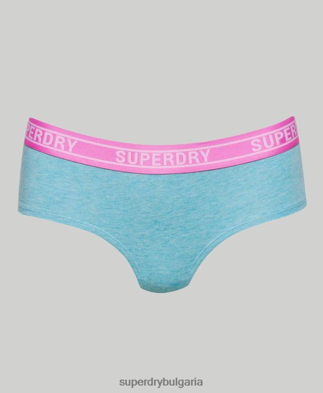 Superdry облекло N00H6551 син Жени хипстърски слипове от органичен памук с много лого
