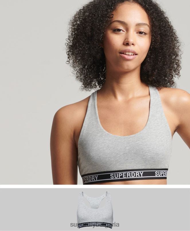 Superdry облекло N00H6559 светло сив Жени бралетка с много лого от органичен памук