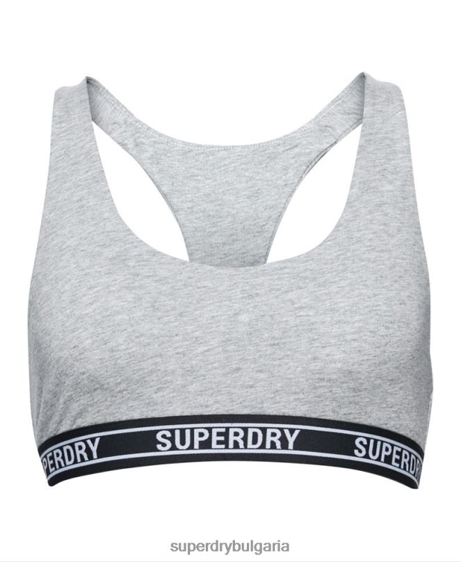 Superdry облекло N00H6559 светло сив Жени бралетка с много лого от органичен памук