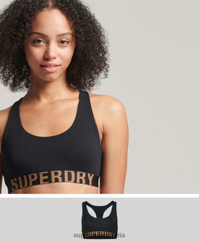 Superdry облекло N00H6565 черен Жени бюстгальтер с голямо лого от органичен памук