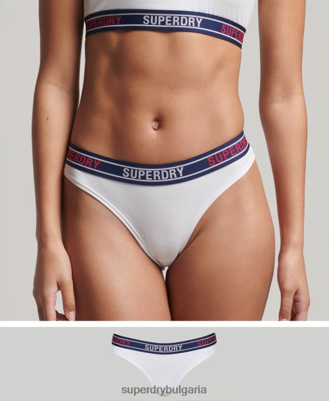 Superdry облекло N00H6627 бяло Жени бикини слипове от органичен памук с много лого