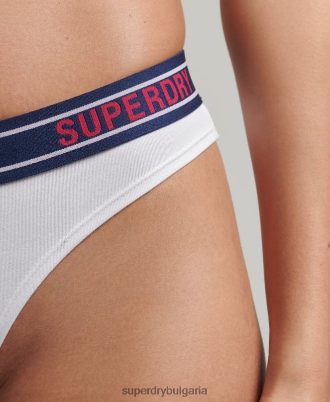 Superdry облекло N00H6627 бяло Жени бикини слипове от органичен памук с много лого