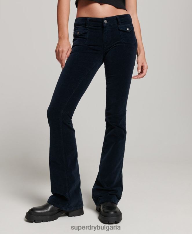 Superdry облекло N00H2572 военноморски флот Жени кадифени дънки с ниска талия