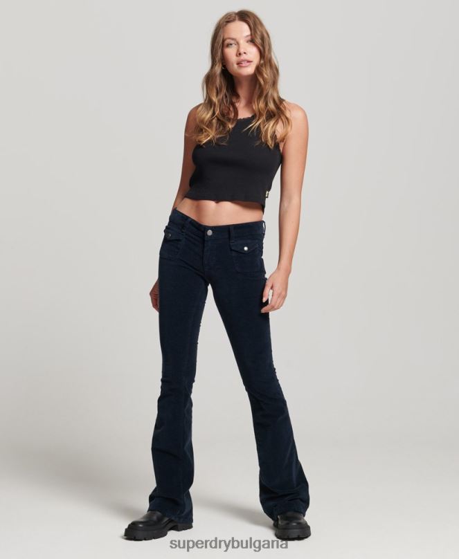 Superdry облекло N00H2572 военноморски флот Жени кадифени дънки с ниска талия