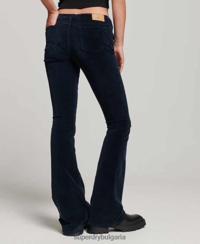 Superdry облекло N00H2572 военноморски флот Жени кадифени дънки с ниска талия