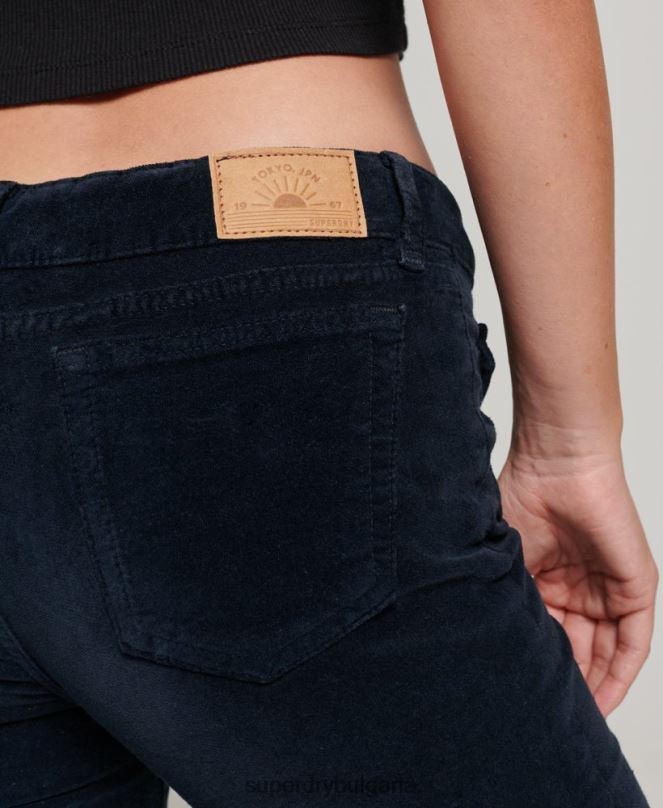 Superdry облекло N00H2572 военноморски флот Жени кадифени дънки с ниска талия