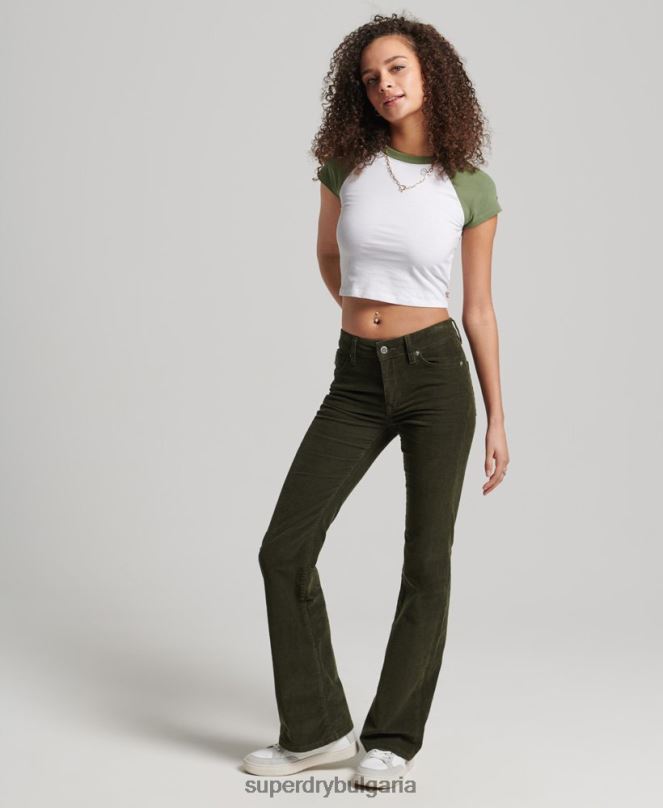 Superdry облекло N00H2580 зелено Жени тънки дънки със средна височина