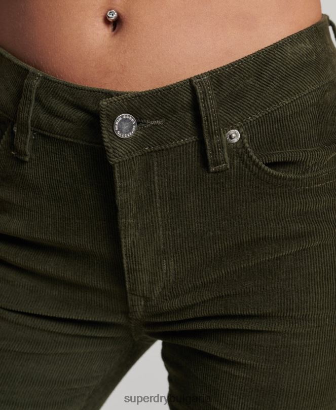 Superdry облекло N00H2580 зелено Жени тънки дънки със средна височина