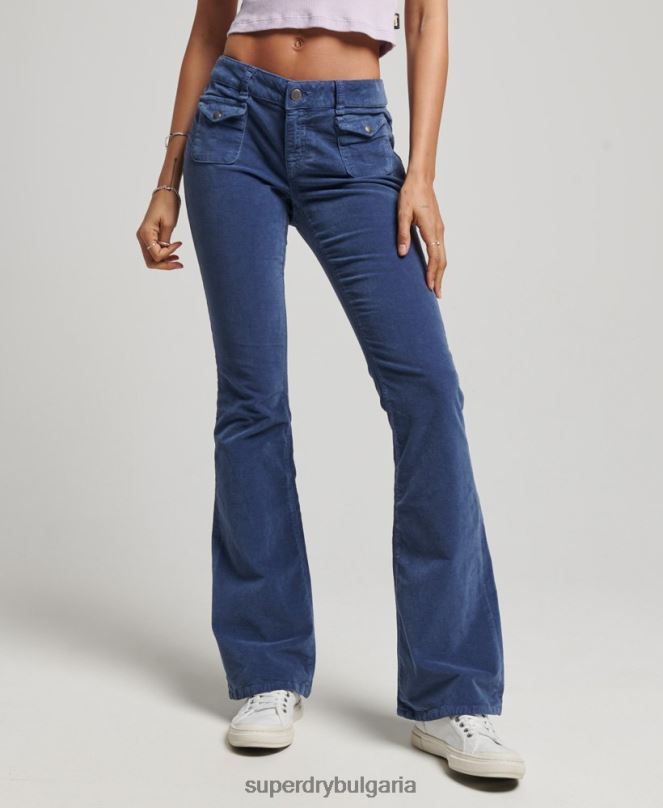 Superdry облекло N00H2585 син Жени кадифени дънки с ниска талия