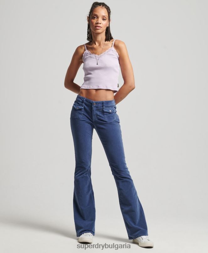 Superdry облекло N00H2585 син Жени кадифени дънки с ниска талия