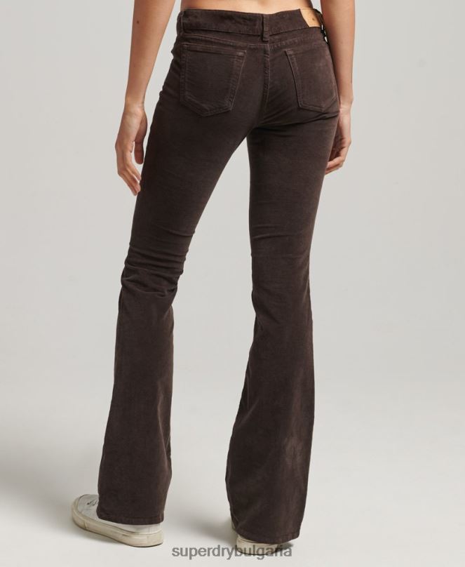 Superdry облекло N00H2588 кафяво Жени кадифени дънки с ниска талия