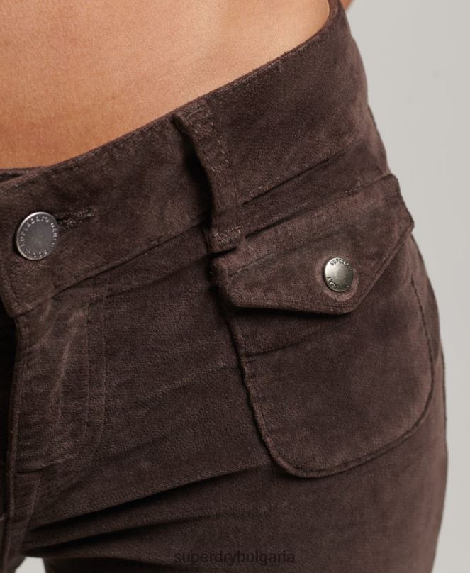 Superdry облекло N00H2588 кафяво Жени кадифени дънки с ниска талия