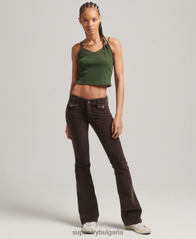 Superdry облекло N00H2588 кафяво Жени кадифени дънки с ниска талия
