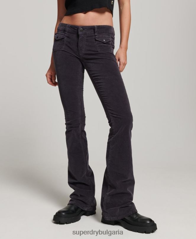 Superdry облекло N00H2596 черен Жени кадифени дънки с ниска талия