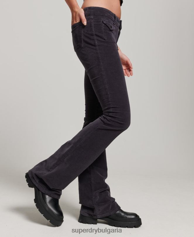 Superdry облекло N00H2596 черен Жени кадифени дънки с ниска талия