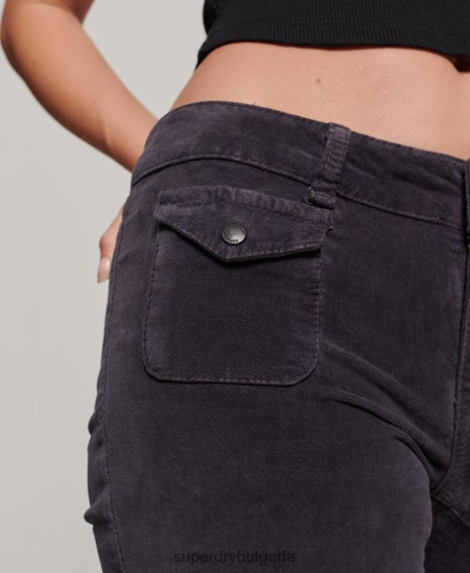 Superdry облекло N00H2596 черен Жени кадифени дънки с ниска талия