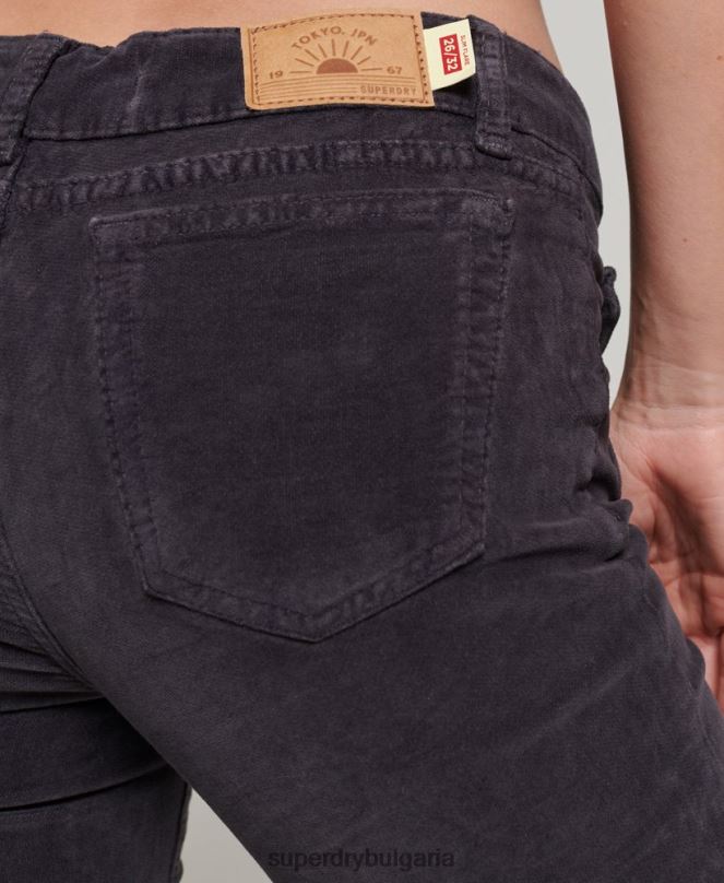 Superdry облекло N00H2596 черен Жени кадифени дънки с ниска талия