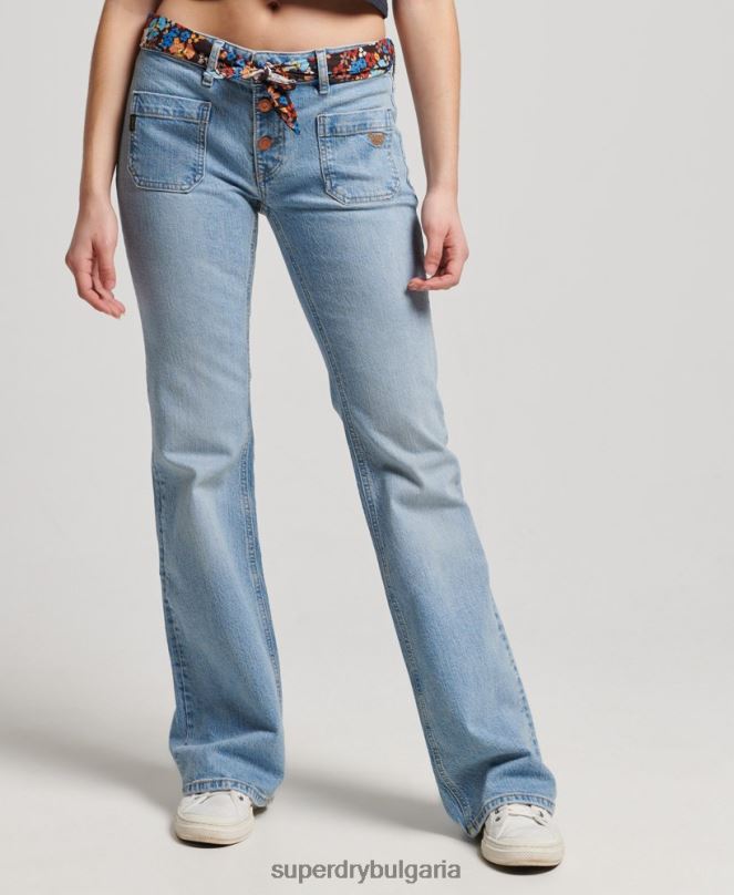 Superdry облекло N00H3863 син Жени ретро дънки с ниска талия от органичен памук
