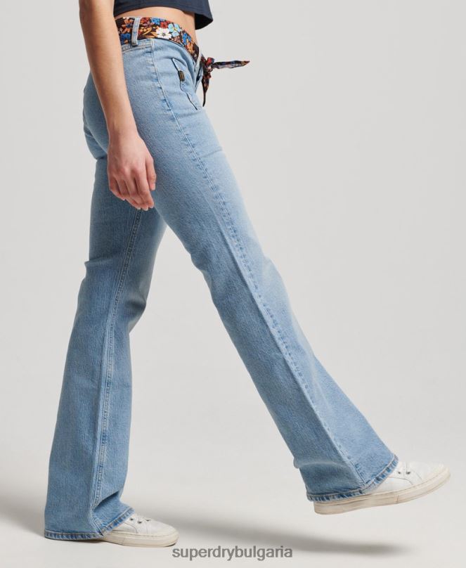 Superdry облекло N00H3863 син Жени ретро дънки с ниска талия от органичен памук