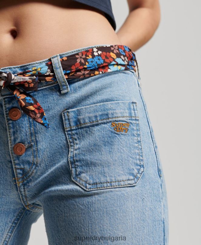 Superdry облекло N00H3863 син Жени ретро дънки с ниска талия от органичен памук
