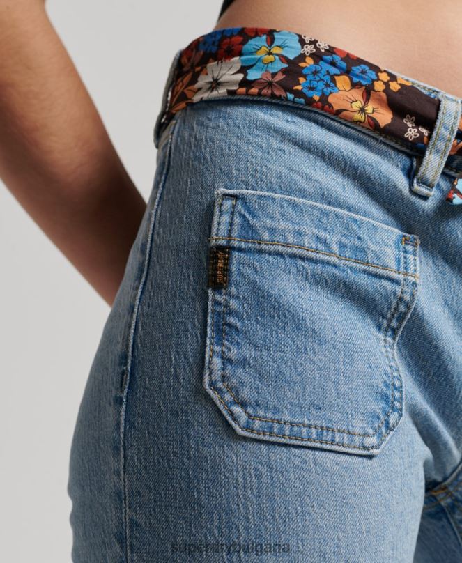 Superdry облекло N00H3863 син Жени ретро дънки с ниска талия от органичен памук