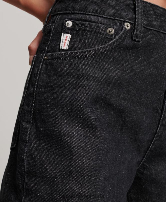 Superdry облекло N00H3864 черен Жени прави дънки с висока талия от органичен памук