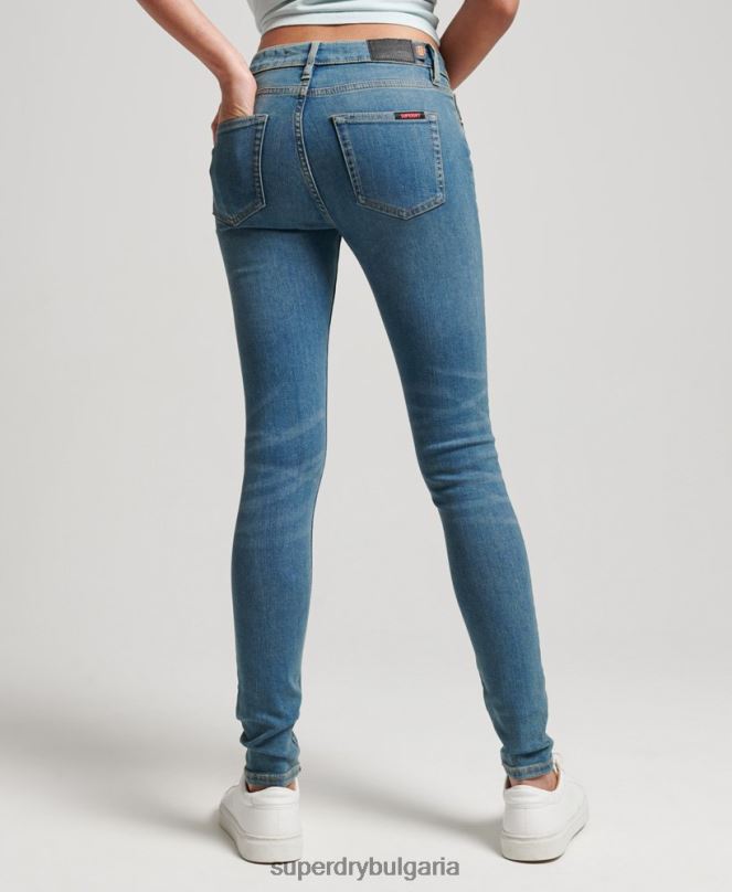 Superdry облекло N00H3865 син Жени тесни дънки със средна височина от органичен памук