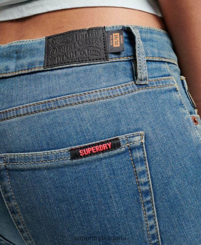 Superdry облекло N00H3865 син Жени тесни дънки със средна височина от органичен памук