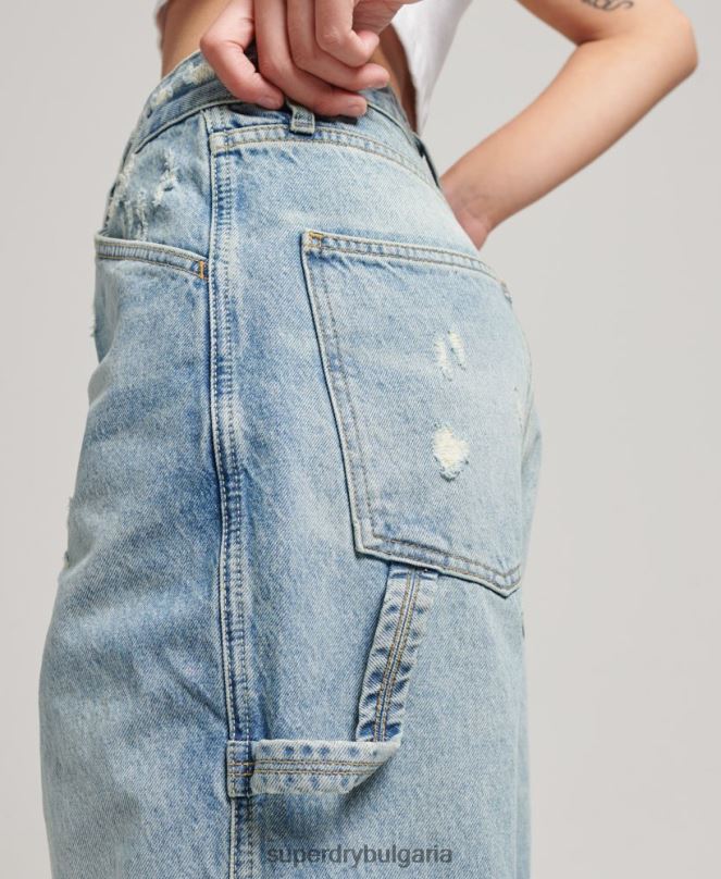 Superdry облекло N00H3866 светло синьо Жени реколта дърводелски дънки от органичен памук