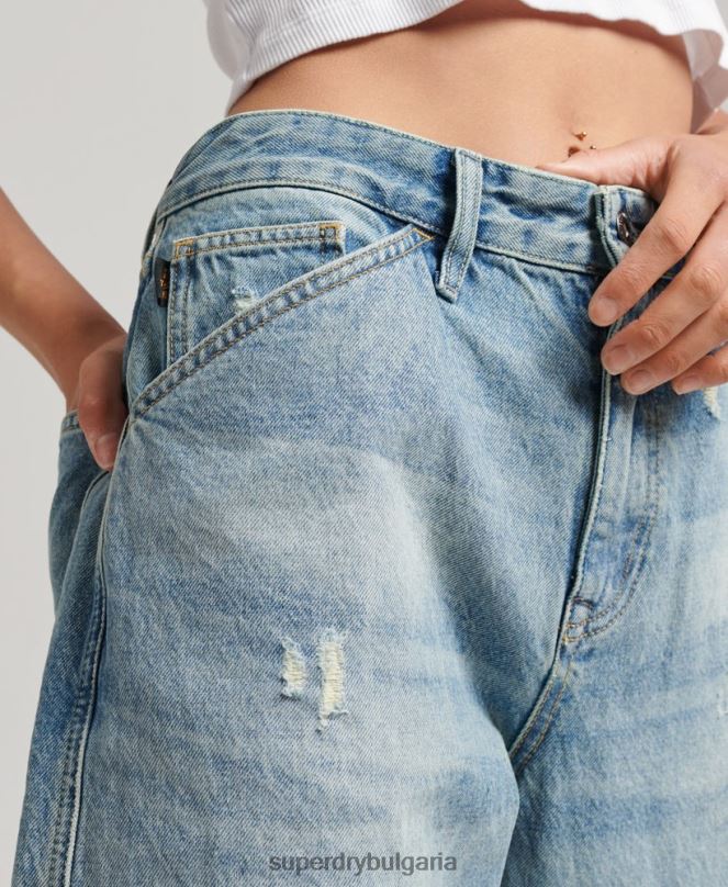 Superdry облекло N00H3866 светло синьо Жени реколта дърводелски дънки от органичен памук