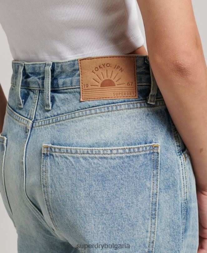 Superdry облекло N00H3866 светло синьо Жени реколта дърводелски дънки от органичен памук