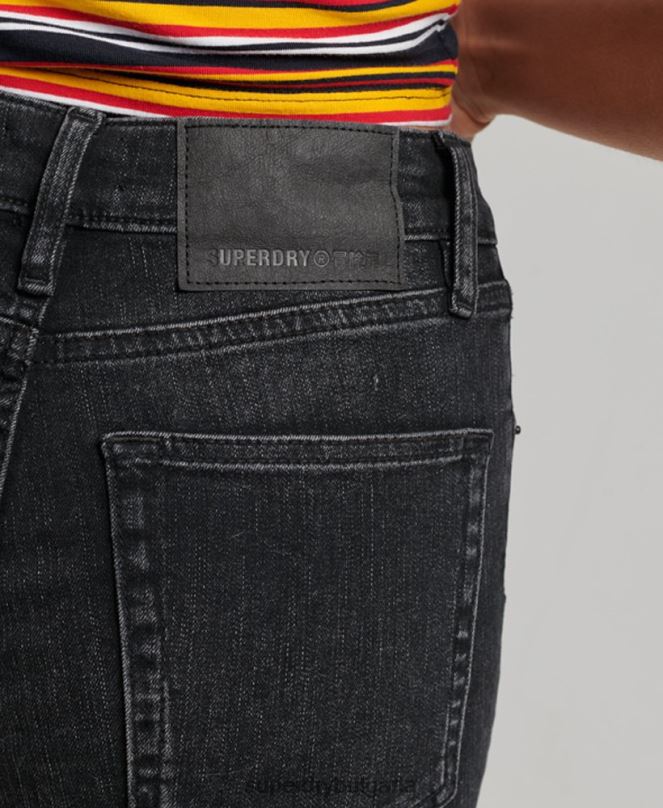 Superdry облекло N00H3867 тъмно сив Жени кльощави дънки с висока талия от органичен памук