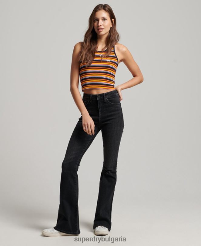 Superdry облекло N00H3867 тъмно сив Жени кльощави дънки с висока талия от органичен памук