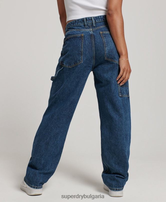 Superdry облекло N00H3868 тъмно синьо Жени реколта дърводелски дънки от органичен памук