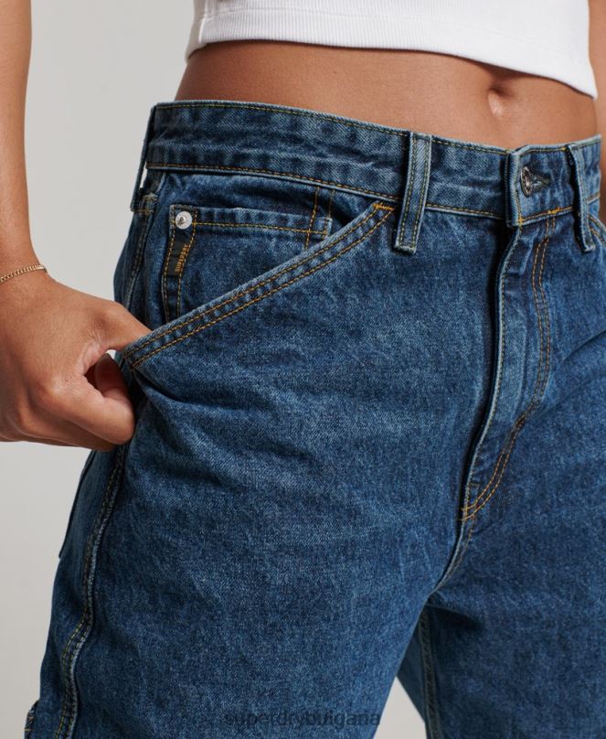Superdry облекло N00H3868 тъмно синьо Жени реколта дърводелски дънки от органичен памук