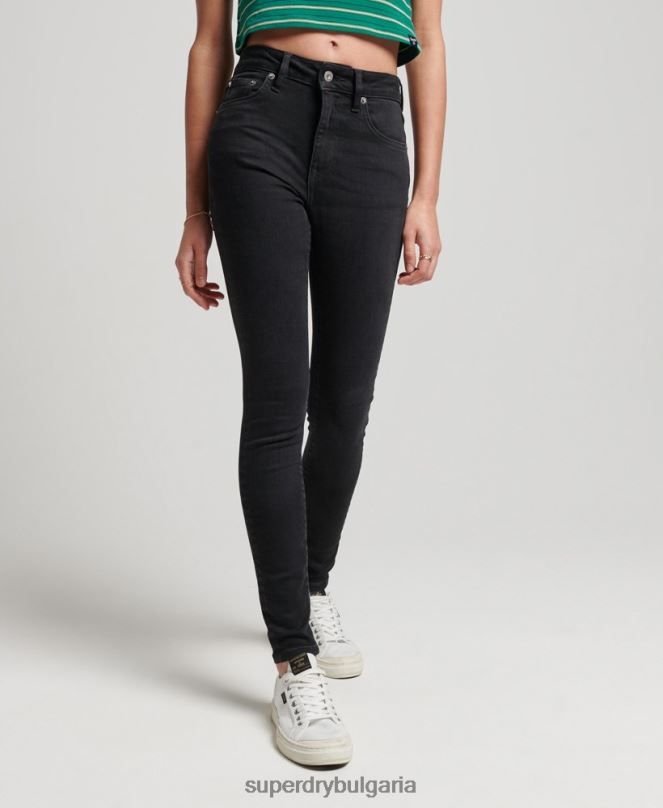 Superdry облекло N00H3870 черен Жени тесни дънки от органичен памук с висока талия