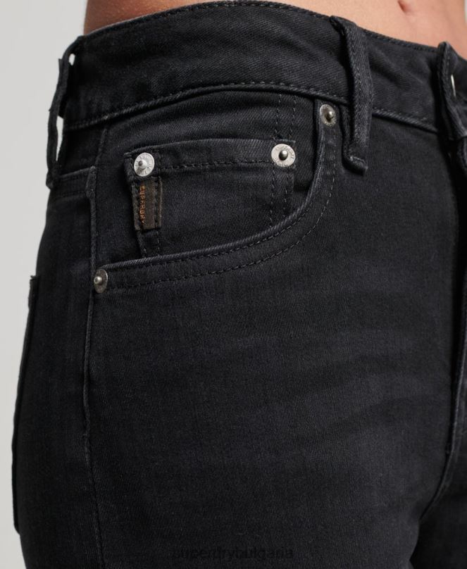 Superdry облекло N00H3870 черен Жени тесни дънки от органичен памук с висока талия