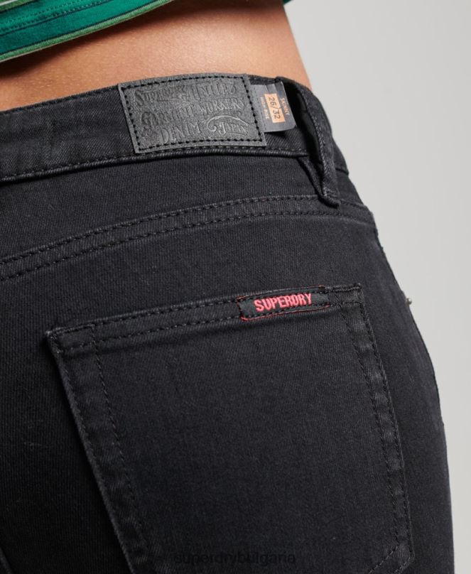 Superdry облекло N00H3870 черен Жени тесни дънки от органичен памук с висока талия