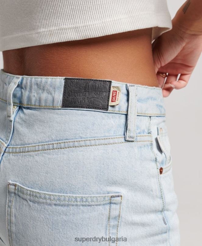 Superdry облекло N00H3871 светло синьо Жени широки дънки от органичен памук
