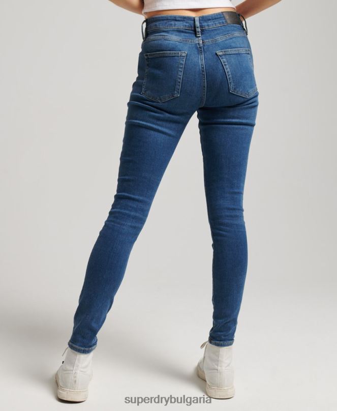Superdry облекло N00H3874 тъмно синьо Жени тесни дънки със средна височина от органичен памук