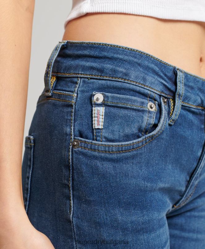 Superdry облекло N00H3874 тъмно синьо Жени тесни дънки със средна височина от органичен памук