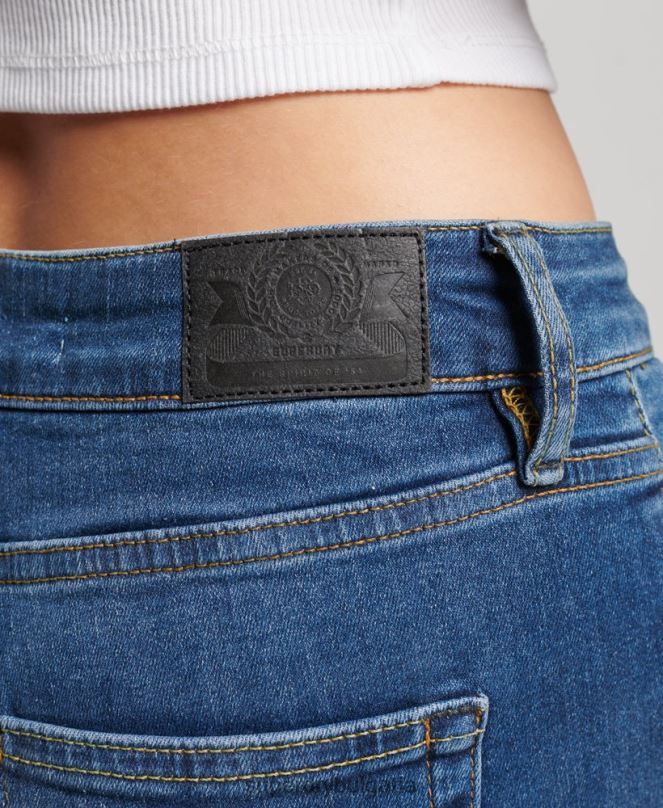 Superdry облекло N00H3874 тъмно синьо Жени тесни дънки със средна височина от органичен памук
