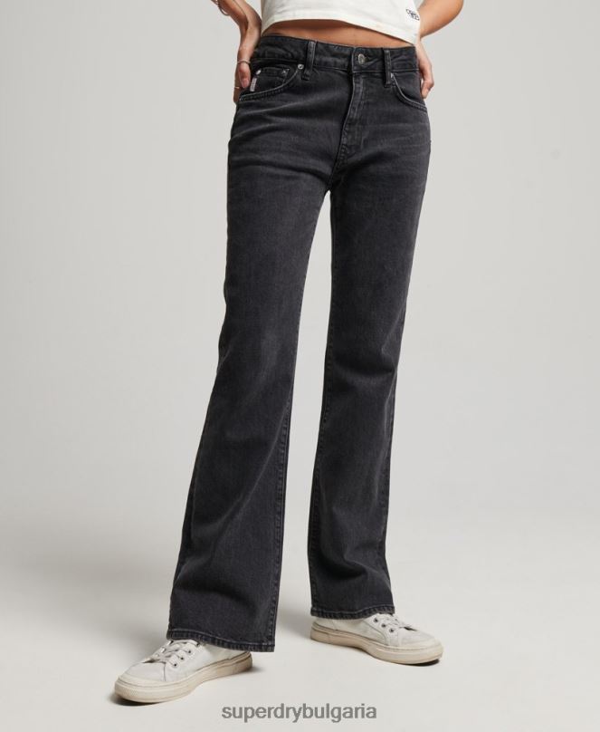 Superdry облекло N00H3876 черен Жени тънки дънки със средна височина от органичен памук