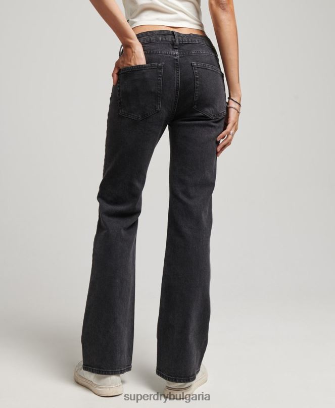 Superdry облекло N00H3876 черен Жени тънки дънки със средна височина от органичен памук